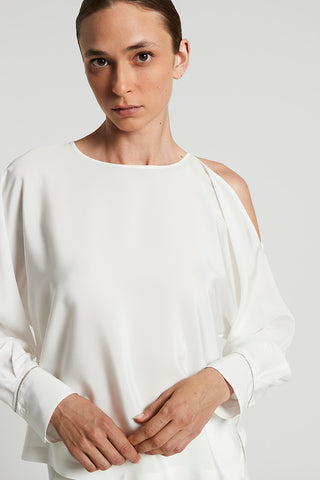 Stretch silk crepe de chine blouse