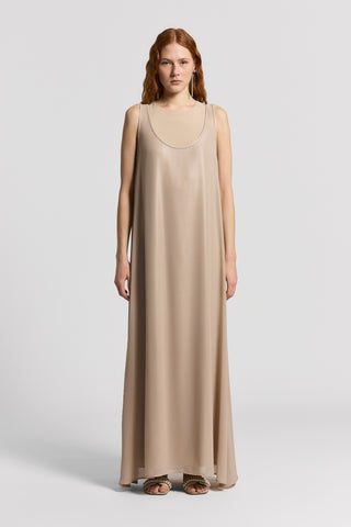 Georgette dress with silk-blend crepe de chine