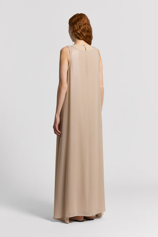 Georgette dress with silk-blend crepe de chine