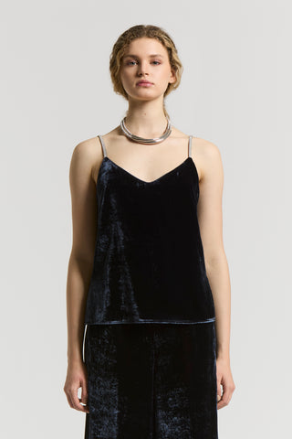 Fluid viscose velvet top