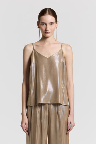 Viscose lamé twill top