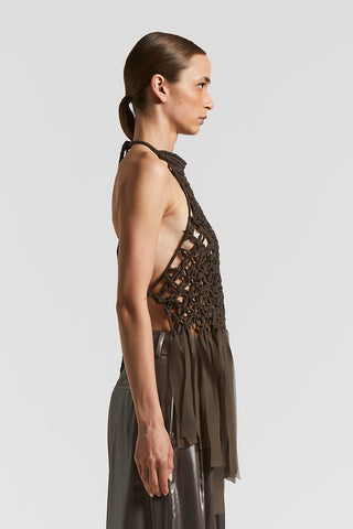 Hand-woven top in lightweight chiffon