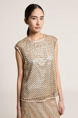Top in rete di paillettes