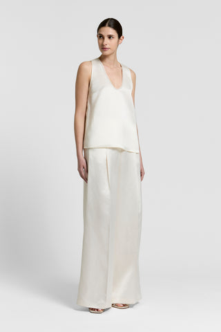 Viscose and linen satin trousers