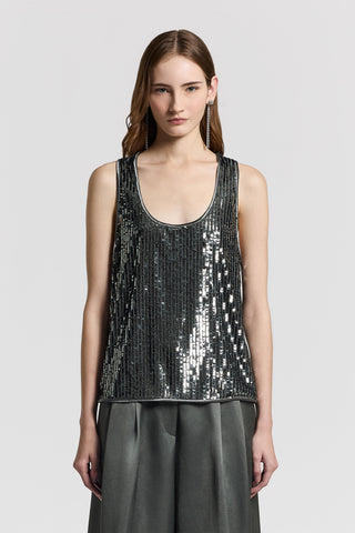 Top in raso e paillettes