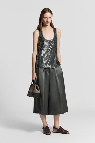 Top in raso e paillettes