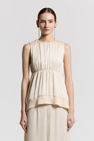 Top in raso con dettagli in cotone