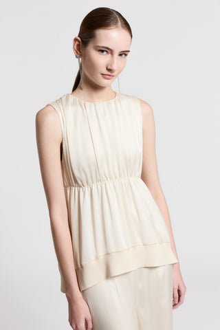 Top in raso con dettagli in cotone