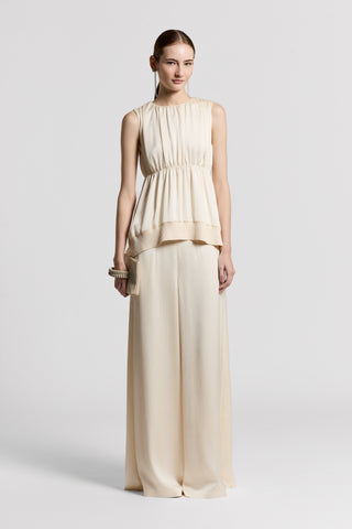 Top in raso con dettagli in cotone