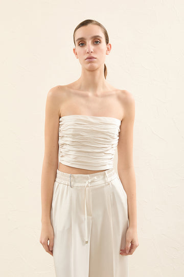 Enver satin cady draped top  