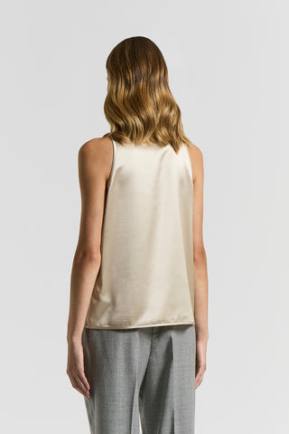 Top con scollo a U in viscosa laminata