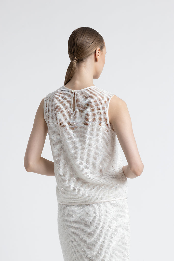 Wool and mohair mesh knit top  