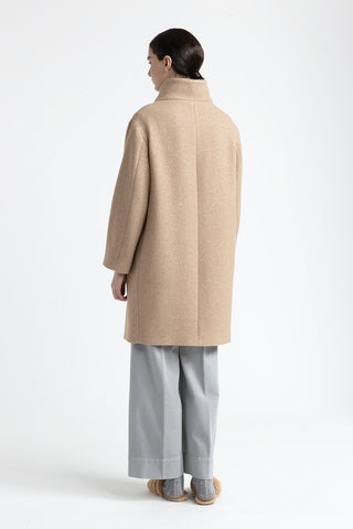 Wool and lurex coat with high collar  