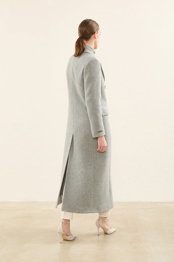 Diagonal wool and lurex coat  