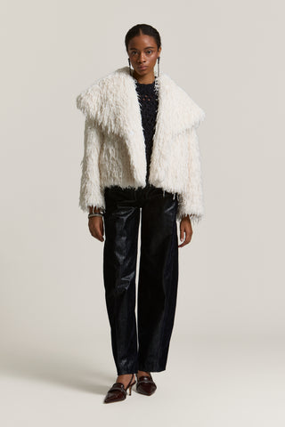 Cappotto doppiopetto in eco-pelliccia 2 / 5