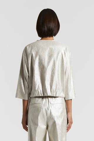 Metallic effect cotton linen jacket