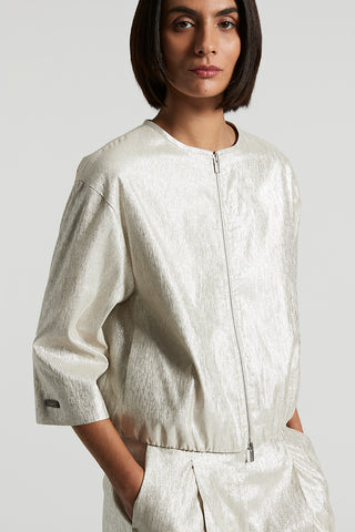 Metallic effect cotton linen jacket