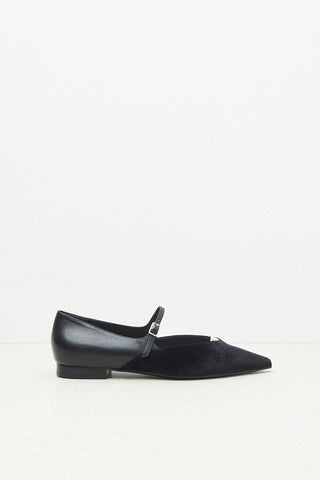 Leather and velvet ballerina flats  