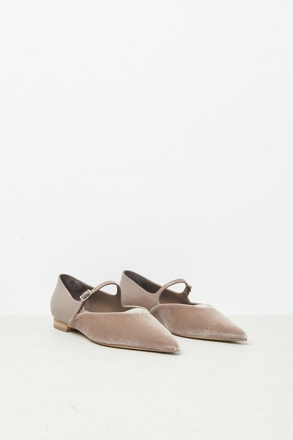 Peserico Ballerina flat in velluto e pelle