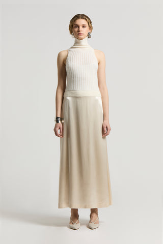 Sequinned alpaca and satin dress