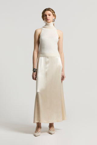 Sequinned alpaca and satin dress