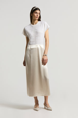 Cashmere, silk, wool and satin dress