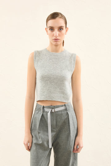 Alpaca, merino wool and lurex top  