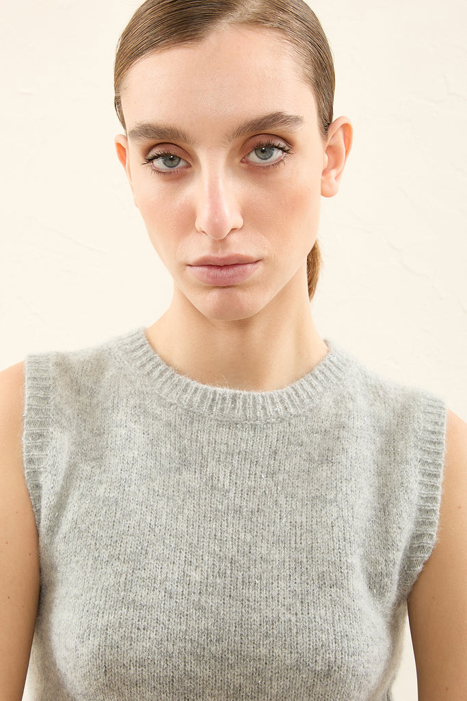 Alpaca, merino wool and lurex top  