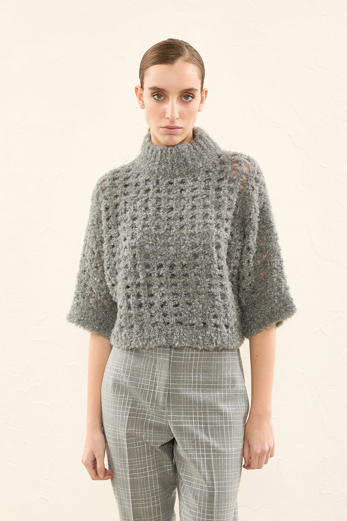 Boucle lurex alpaca wool sweater  