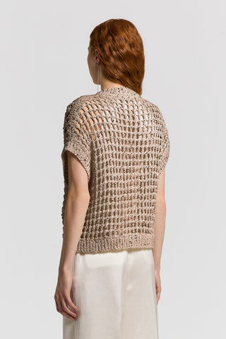 Cardigan in fettuccia di cotone e paillette