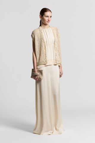 Cardigan in fettuccia di cotone e paillette