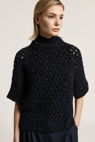 Maglia in lana bouclè, d'alpaca e lurex