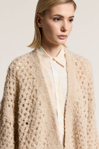 Cardigan in filato bouclé di lana e alpaca