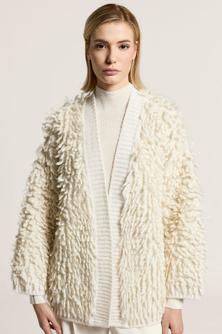 Cardigan in lana, alpaca, seta e cashmere