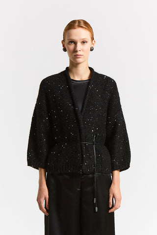 Cardigan in lana d'alpaca e paillettes