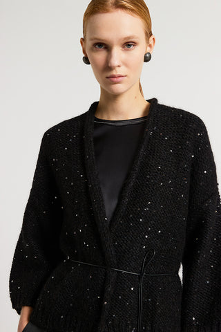 Cardigan in lana d'alpaca e paillettes