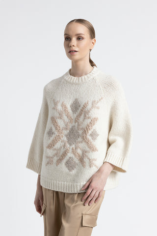 Embroidered alpaca and wool sweater  