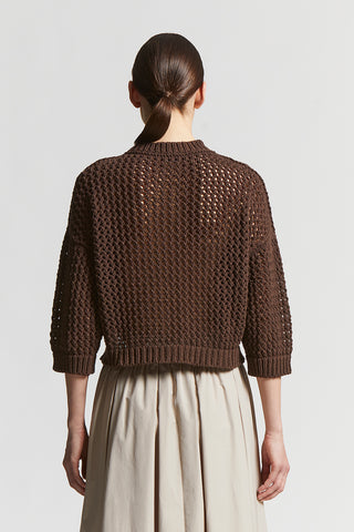 Cotton cordonnetto jacquard sweater with sequins