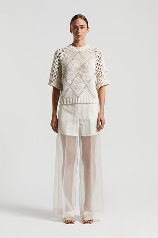 Cotton webbing sweater with Punto Luce