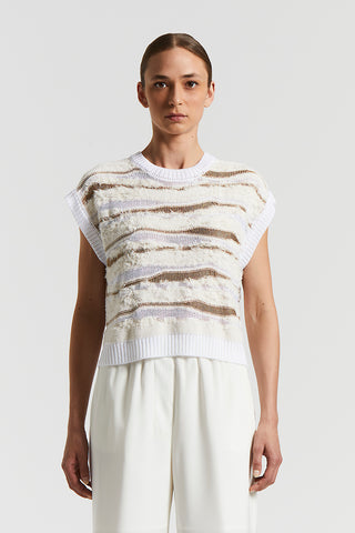 Knitted cotton-viscose top