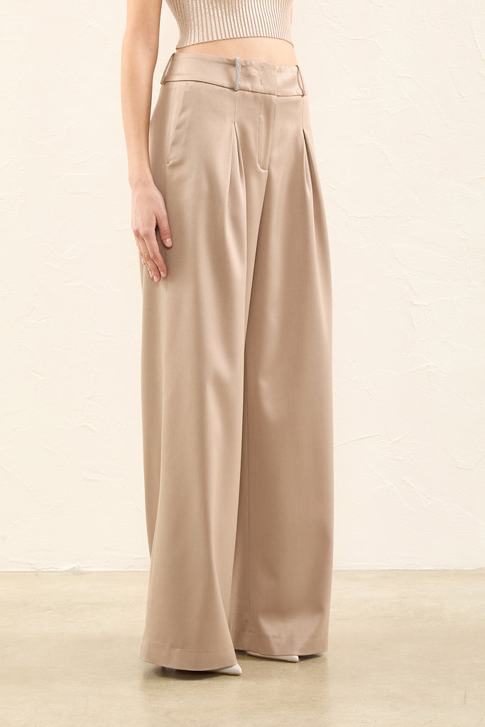 Pure new wool and viscose twill palazzo trousers  