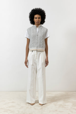 Wide-leg trousers in cotton gabardine  