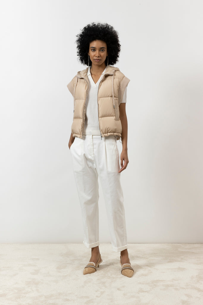 Trousers in cotton silk gabardine and tencel  