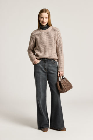 Maglia tricot in filato alpaca lana e bouclé