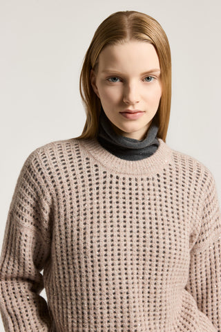 Maglia tricot in filato alpaca lana e bouclé