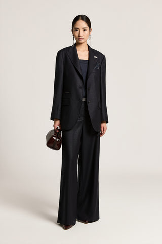 Blazer monopetto in flanella di lana lurex