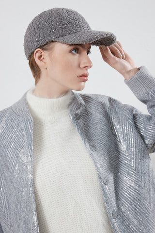 Brushed wool jacket with sequin embroidery  