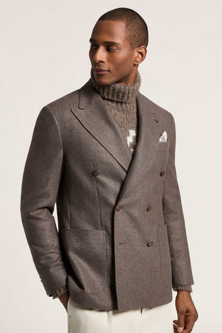 Blazer doppiopetto in misto seta e lana