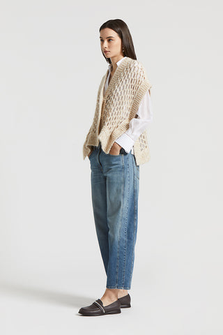 Alpaca maxi-mesh cardigan with sequins