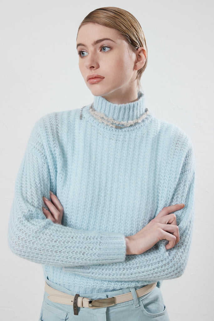 Alpaca and lurex high neck sweater  